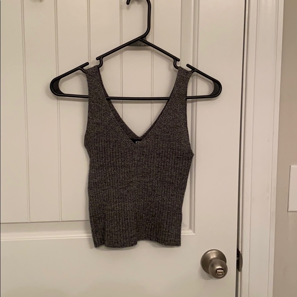 Dark grey knit-like tank top crop top